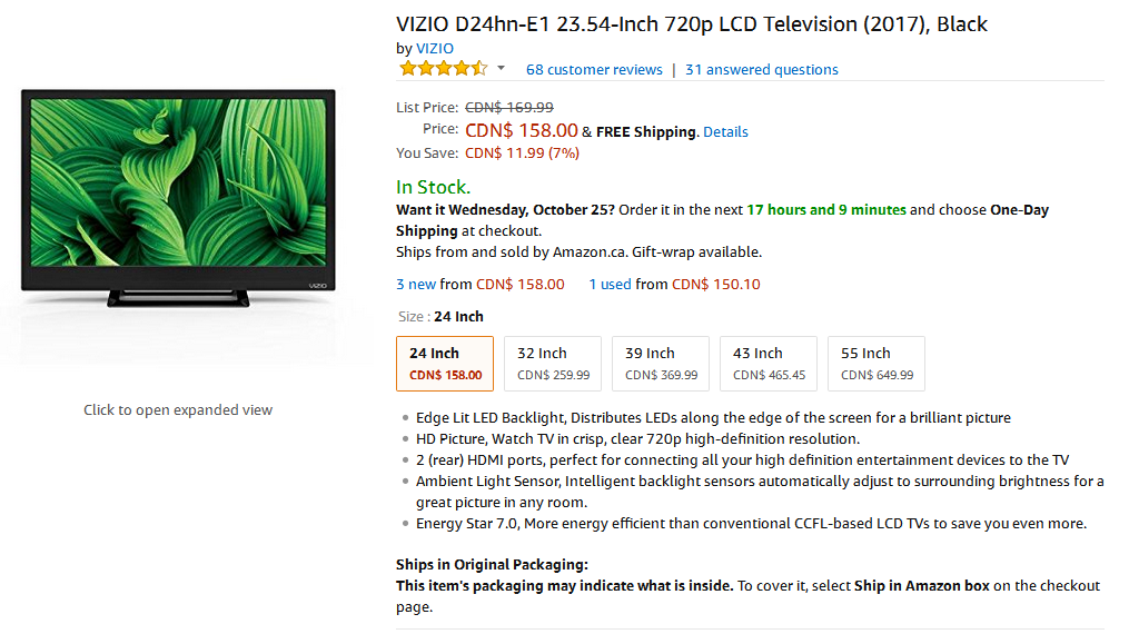 $158.00 television can be obfuscated.